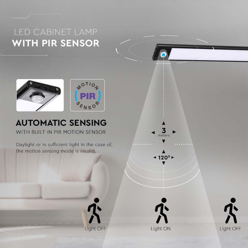 LED Podelementna svjetiljka sa senzorom LED/2W/5V 2200 mAh 3000K