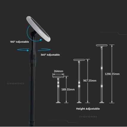 LED Podesiva solarna lampa GARDEN LED/8W/5V 60-129 cm 4000K IP65 2000 mAh