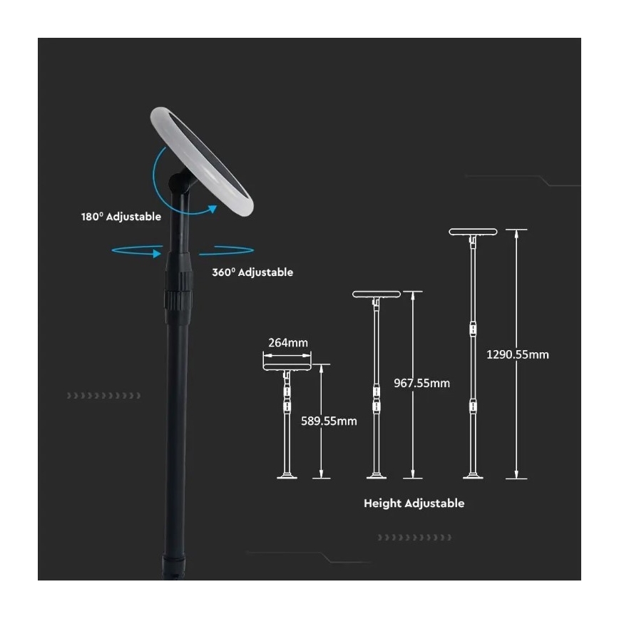 LED Podesiva solarna lampa GARDEN LED/8W/5V 60-129 cm 4000K IP65 2000 mAh
