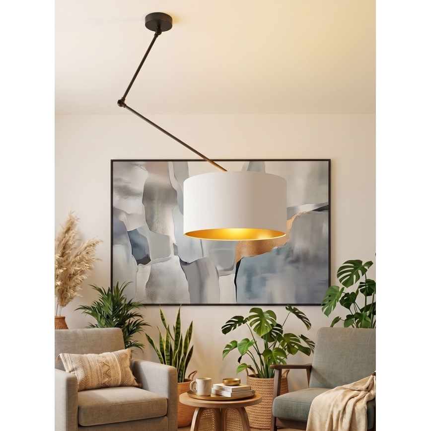 LED podesivi luster na štapu GORTA 1xE27/60W/230V bijela/zlatna
