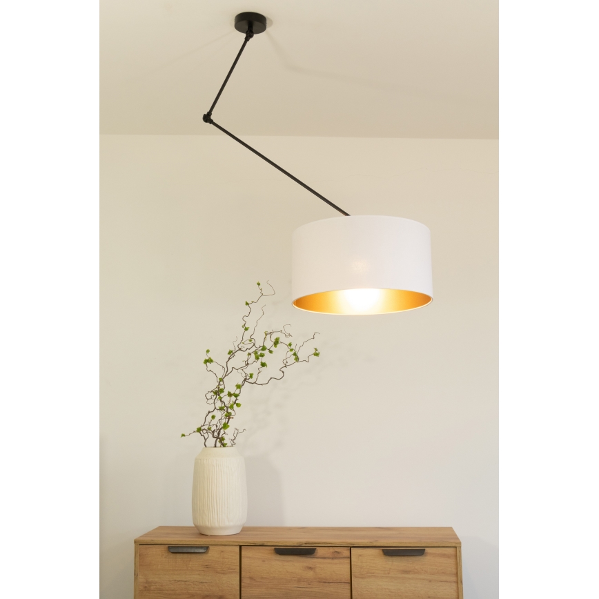 LED podesivi luster na štapu GORTA 1xE27/60W/230V bijela/zlatna