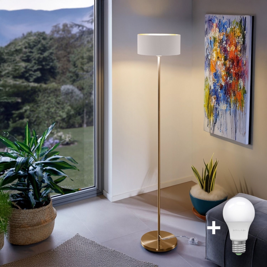 LED podna lampa TUNJA 1xE27/20W/230V promjer 30 cm zlatna/bijela