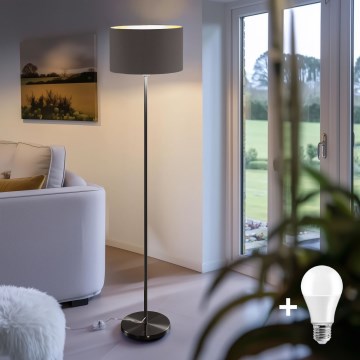 LED podna lampa TUNJA 1xE27/20W/230V, promjer 38 cm, crna/smeđa