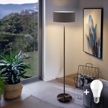 LED podna lampa TUNJA 1xE27/20W/230V, promjer 38 cm, crna/smeđa