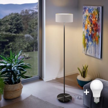 LED podna lampa TUNJA 1xE27/20W/230V Ø 30 cm crna/bijela