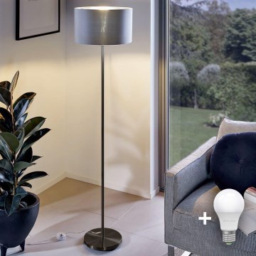 LED podna lampa TUNJA 1xE27/20W/230V Ø 30 cm crna/siva