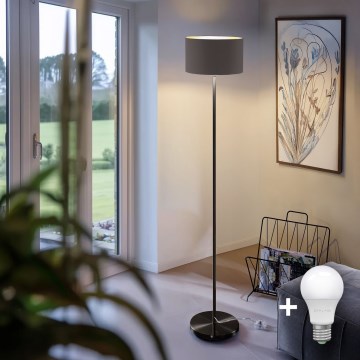 LED podna lampa TUNJA 1xE27/20W/230V Ø 30 cm crna/taupe