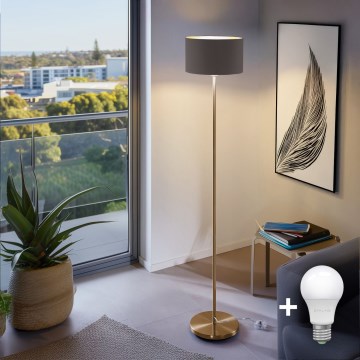 LED podna lampa TUNJA 1xE27/20W/230V Ø 30 cm zlatna/smeđa