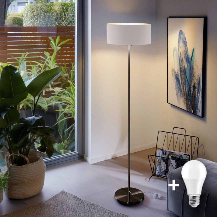 LED podna lampa TUNJA 1xE27/20W/230V Ø 38 cm crna/bijela