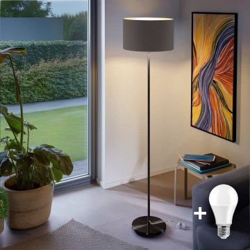 LED podna lampa TUNJA 1xE27/20W/230V Ø 38 cm crna/taupe