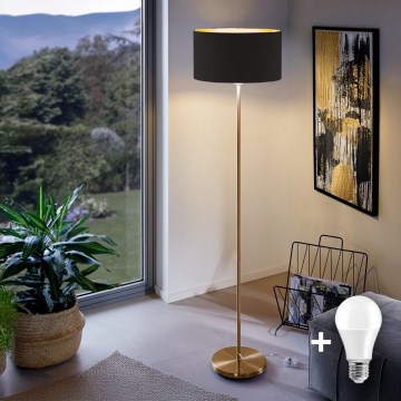 LED podna lampa TUNJA 1xE27/20W/230V Ø 38 cm zlatna/crna