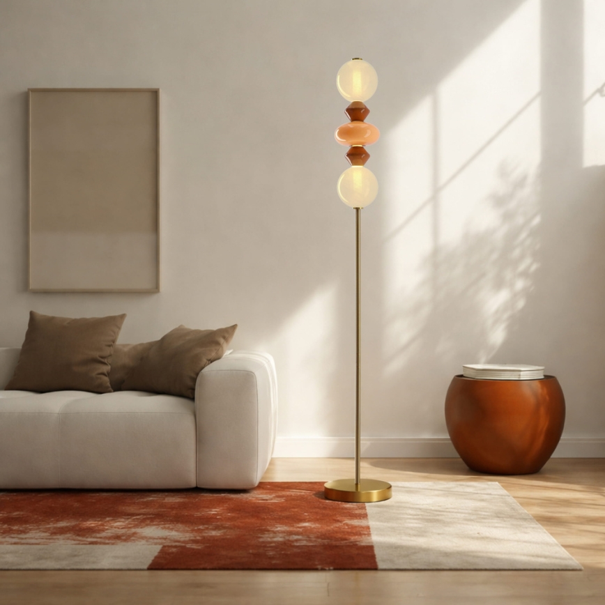 LED podna svjetiljka FLORES LED/15W/230V zlatna/narančasta/smeđa