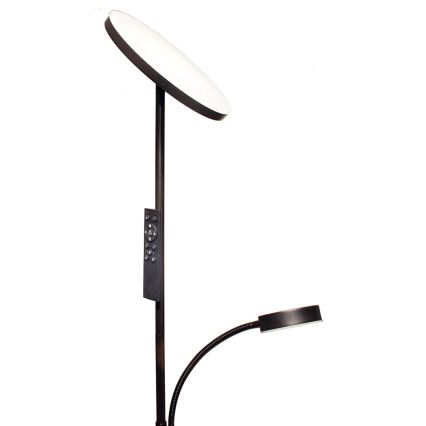 LED prigušiva podna lampa NORA LED/25W/230V 2200/3000/4000K + LED/5W 3000K crna + daljinski upravljač