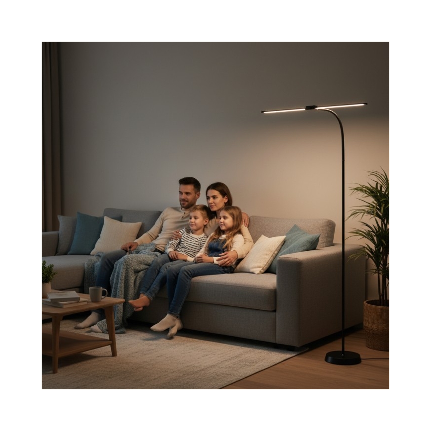 LED podna svjetiljka TEILO s mogućnošću prigušivanja LED/14W/230V 3000/4000/6000K crna