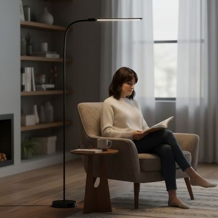 LED podna svjetiljka TEILO s mogućnošću prigušivanja LED/14W/230V 3000/4000/6000K crna