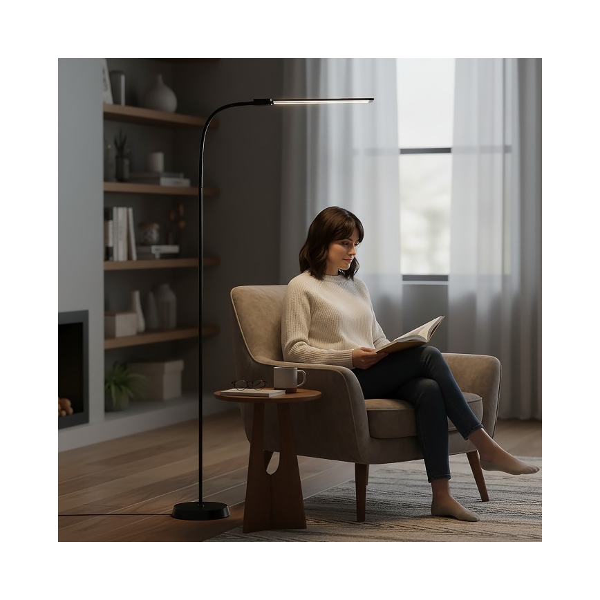 LED podna svjetiljka TEILO s mogućnošću prigušivanja LED/14W/230V 3000/4000/6000K crna