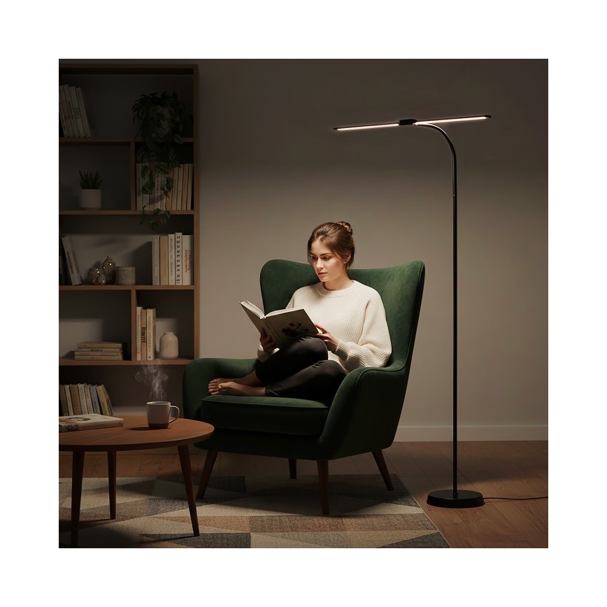 LED podna svjetiljka TEILO s mogućnošću prigušivanja LED/14W/230V 3000/4000/6000K crna