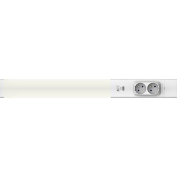 LED podpolna svjetiljka s utičnicama i USB priključcima LED/18W/230V 4000K srebrna