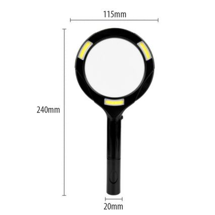 LED povećalo 3× zum s LED osvjetljenjem/3W/2xAA IP22