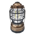 LED prenosiva kamping lampa s prigušivanjem 3xLED/3W/3xAA IPX4 zlatna