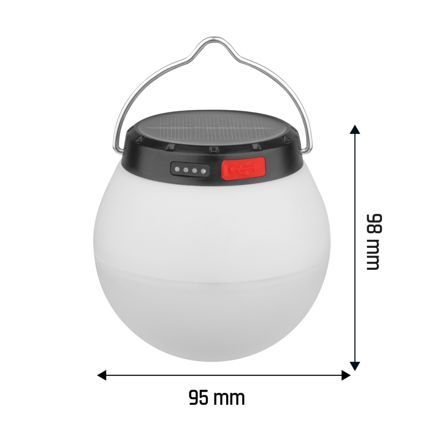 LED prenosna solarna punjiva lampa s mogućnošću prigušivanja LUMINA ORB LED/5V 800 mAh