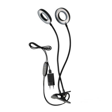 LED Prigušiva fleksibilna stolna lampa s kopčom za uzgoj biljaka VITARO 2xLED/4W/230V crna