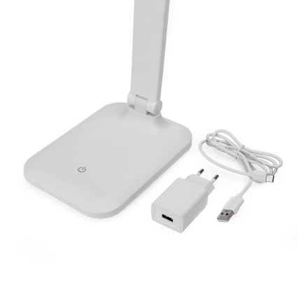 LED Prigušiva stolna lampa na dodir s bežičnim punjenjem i USB portom REMUS LED/5W/230V bijela