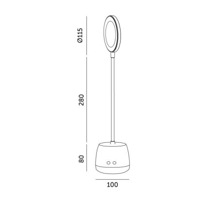 LED Prigušiva fleksibilna punjiva stolna lampa LUSIA LED/5W/5V 3000/4000K 1200 mAh crna