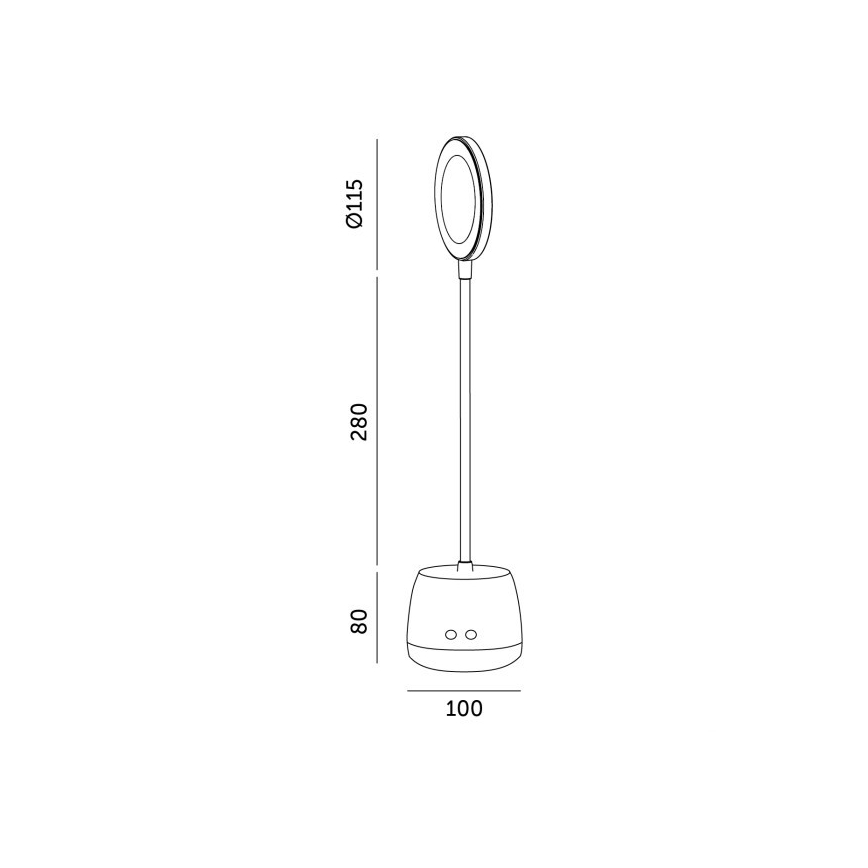 LED Prigušiva fleksibilna punjiva stolna lampa LUSIA LED/5W/5V 3000/4000K 1200 mAh crna