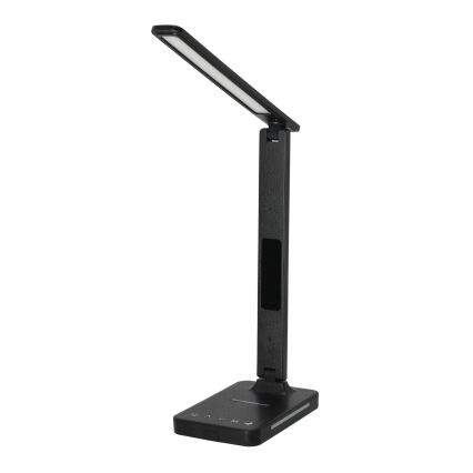 LED Prigušiva stolna lampa s QI bežičnim punjenjem, zaslonom i USB portom LED/7W/230V 3000-6000K crna