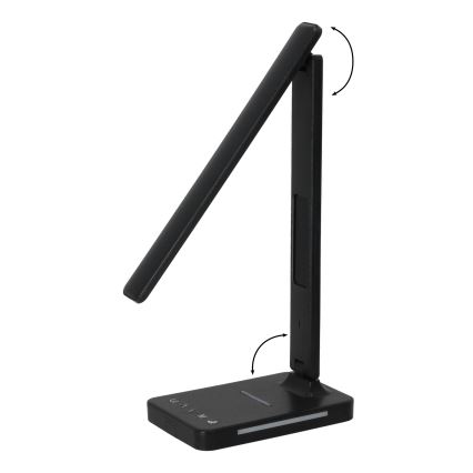 LED Prigušiva stolna lampa s QI bežičnim punjenjem, zaslonom i USB portom LED/7W/230V 3000-6000K crna
