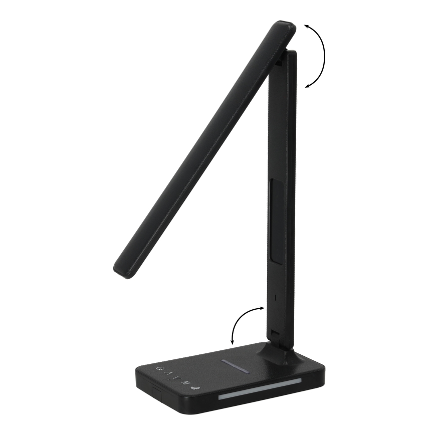 LED Prigušiva stolna lampa s QI bežičnim punjenjem, zaslonom i USB portom LED/7W/230V 3000-6000K crna