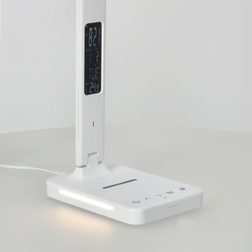 LED Prigušiva stolna lampa s QI bežičnim punjenjem, zaslonom i USB portom LED/7W/230V 3000-6000K bijela