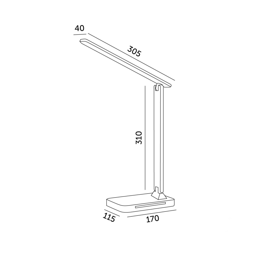 LED Prigušiva stolna lampa s QI bežičnim punjenjem, zaslonom i USB portom LED/7W/230V 3000-6000K bijela
