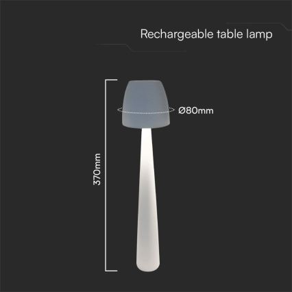 LED Prigušiva punjiva dodirna stolna lampa LED/3W/5V 3000-6000K 1800 mAh bijela