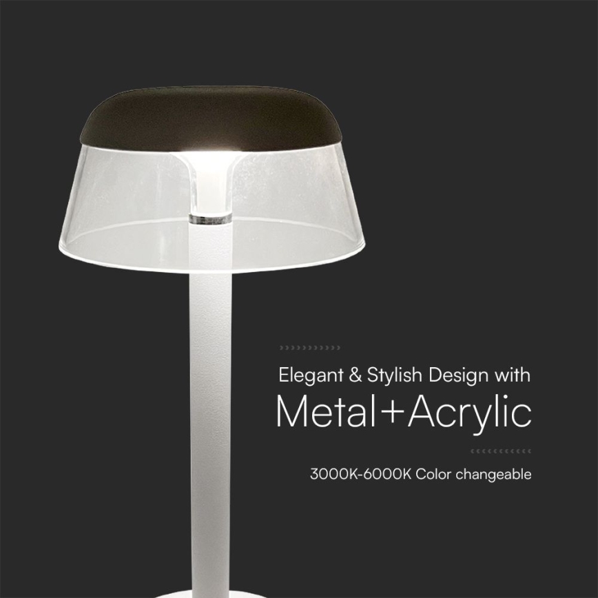 LED Prigušiva punjiva dodirna stolna lampa LED/3W/5V 3000-6000K 1800 mAh bijela