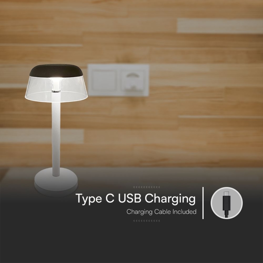 LED Prigušiva punjiva dodirna stolna lampa LED/3W/5V 3000-6000K 1800 mAh bijela