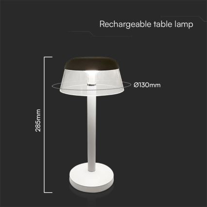 LED Prigušiva punjiva dodirna stolna lampa LED/3W/5V 3000-6000K 1800 mAh bijela