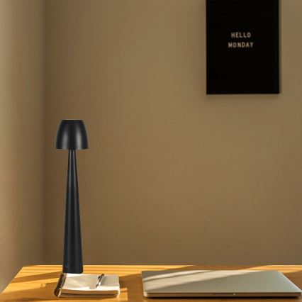 LED Prigušiva punjiva dodirna stolna lampa LED/3W/5V 3000-6000K 1800 mAh crna