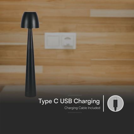 LED Prigušiva punjiva dodirna stolna lampa LED/3W/5V 3000-6000K 1800 mAh crna