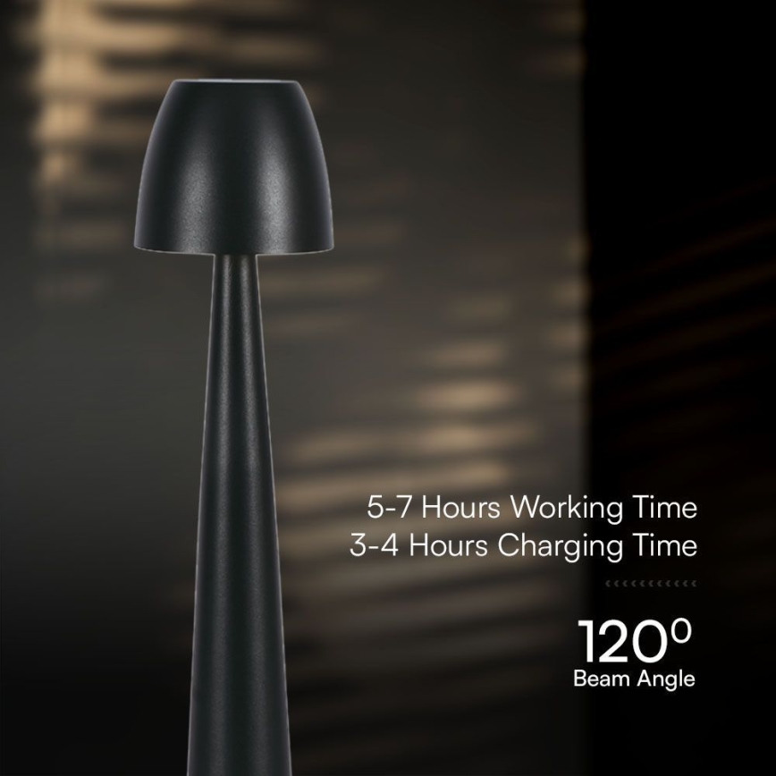 LED Prigušiva punjiva dodirna stolna lampa LED/3W/5V 3000-6000K 1800 mAh crna
