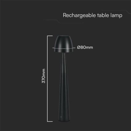 LED Prigušiva punjiva dodirna stolna lampa LED/3W/5V 3000-6000K 1800 mAh crna