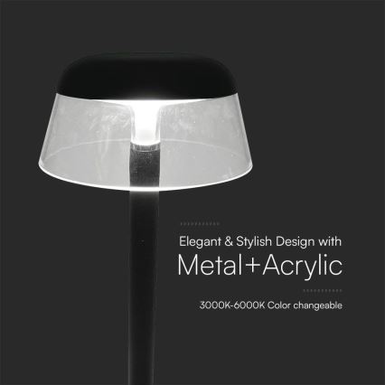 LED Prigušiva punjiva dodirna stolna lampa LED/3W/5V 3000-6000K 1800 mAh crna