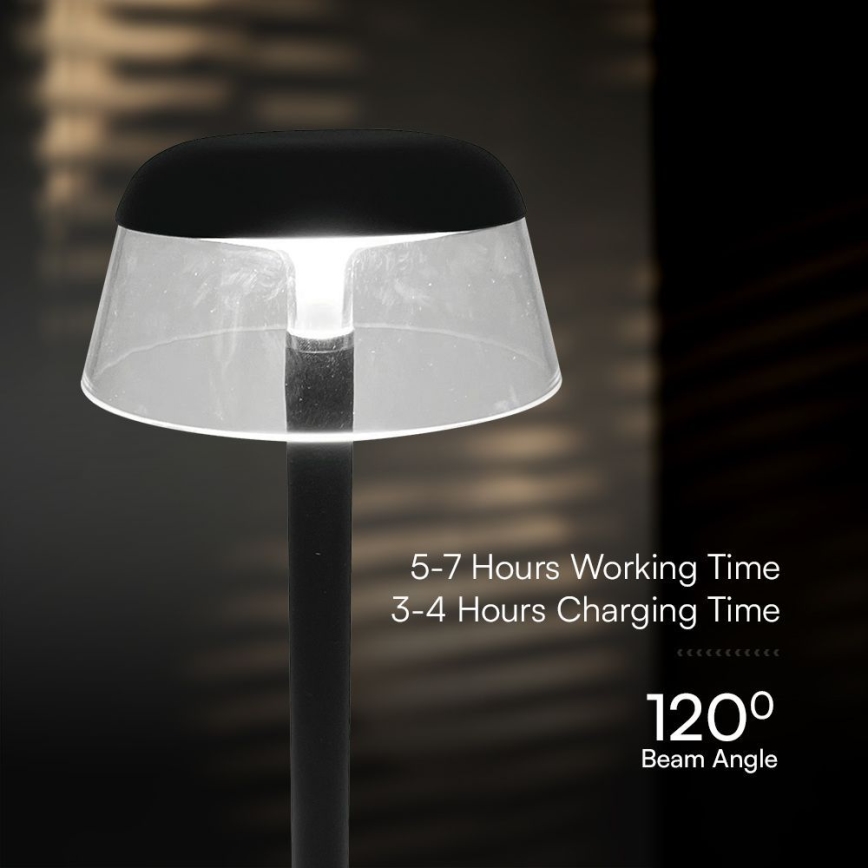 LED Prigušiva punjiva dodirna stolna lampa LED/3W/5V 3000-6000K 1800 mAh crna