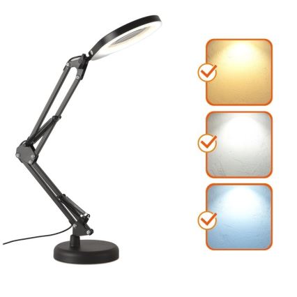 LED Prigušiva stolna lampa s povećalom 2u1 AURIQ LOUPE LED/10W/5V 3000/4000/6500K crna