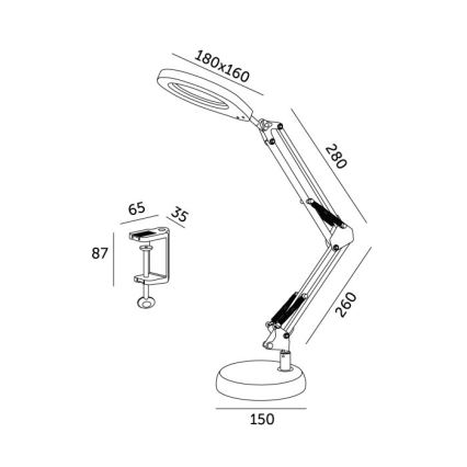 LED Prigušiva stolna lampa s povećalom 2u1 AURIQ LOUPE LED/10W/5V 3000/4000/6500K crna