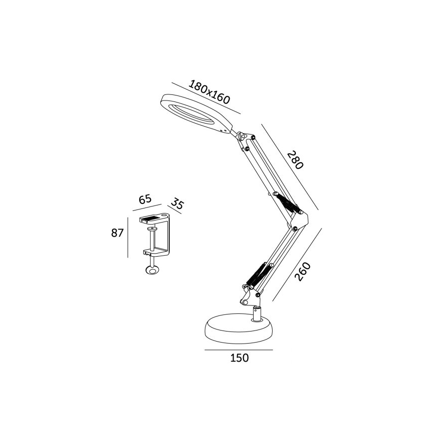 LED Prigušiva stolna lampa s povećalom 2u1 AURIQ LOUPE LED/10W/5V 3000/4000/6500K crna
