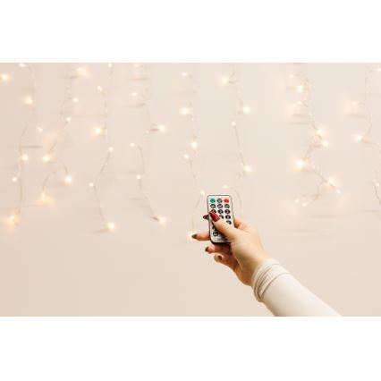LED Prigušiva vanjska božićna svjetlosna zavjesa CURTAIN 360xLED/8,4W/230V 2x2 m IP44 topla bijela + daljinski upravljač