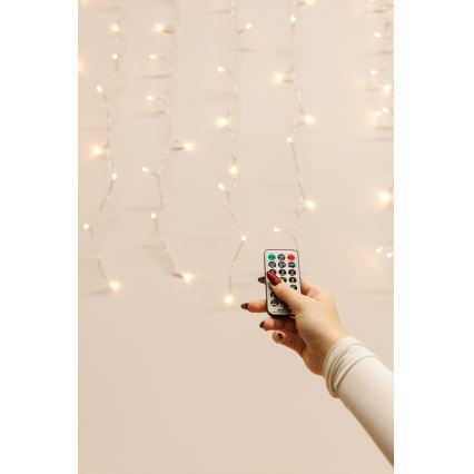 LED Prigušiva vanjska božićna svjetlosna zavjesa CURTAIN 360xLED/8,4W/230V 2x2 m IP44 topla bijela + daljinski upravljač