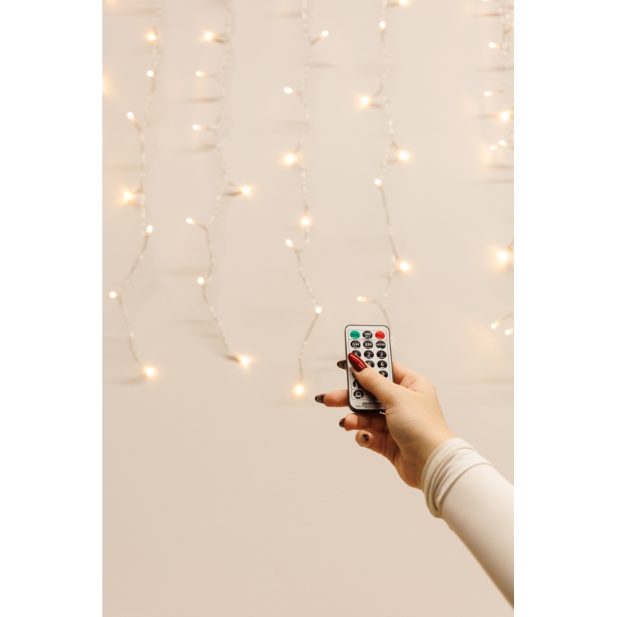 LED Prigušiva vanjska božićna svjetlosna zavjesa CURTAIN 360xLED/8,4W/230V 2x2 m IP44 topla bijela + daljinski upravljač